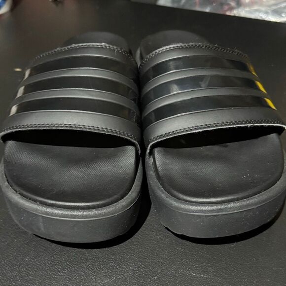 Adidas Adilette Platform Slides Black 3-Stripes Women’s 8 - Picture 3 of 7